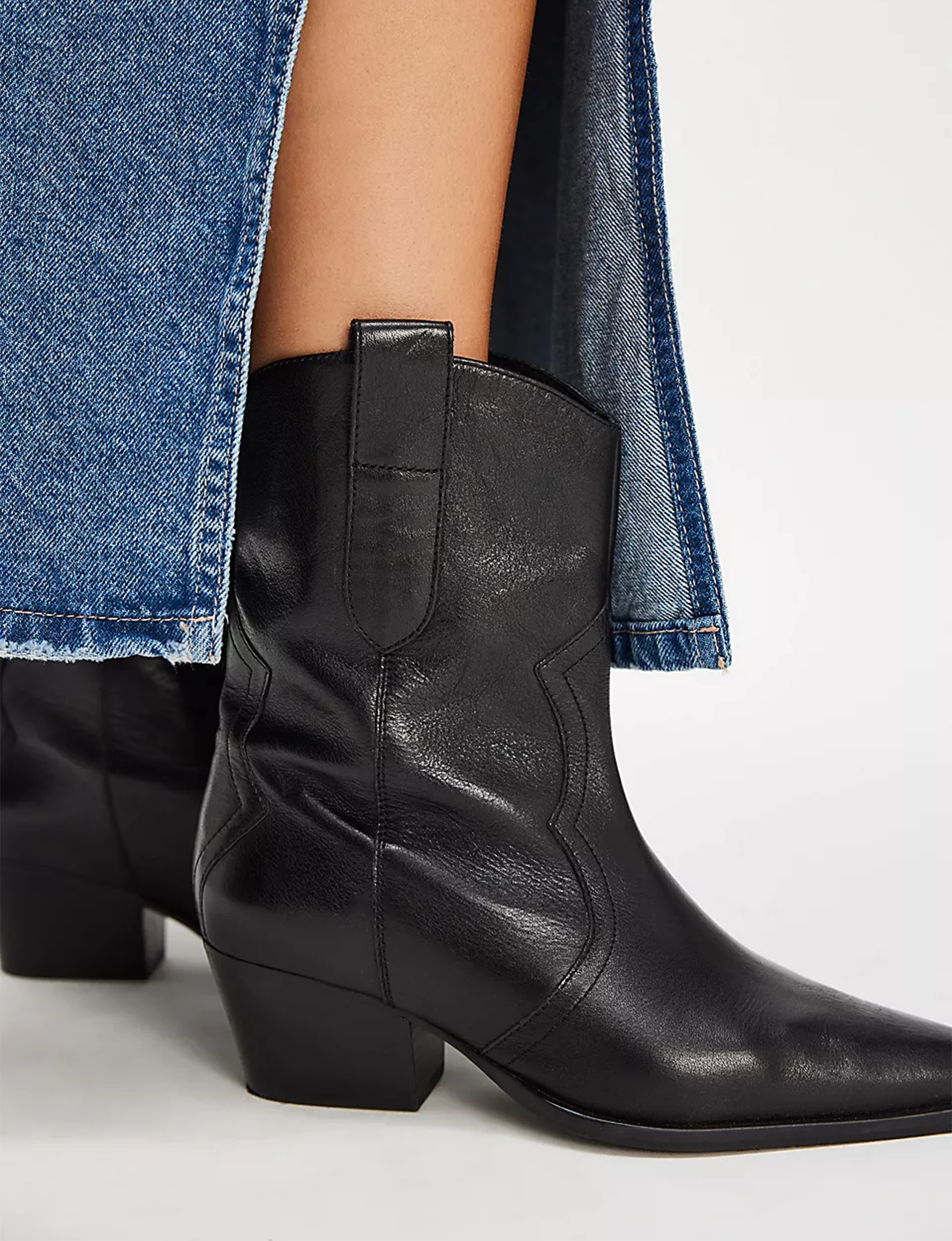 Cat Nap Cowboy Boot, Black Leather
