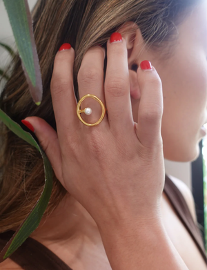 Krista Pearl Ring, Gold
