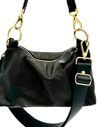 Lou Lou Shoulder Crossbody Bag, Black/Gold