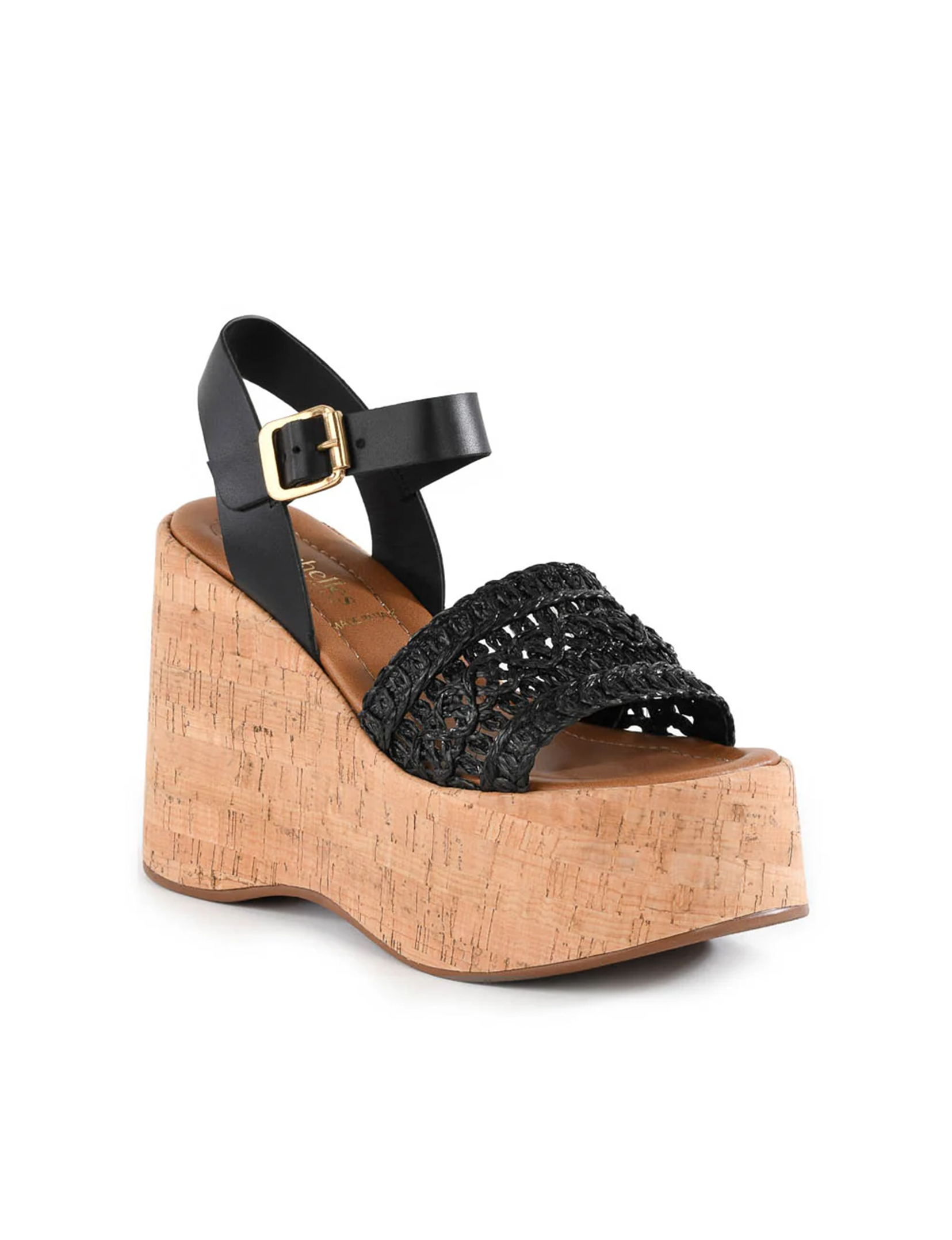 Willow Raffia Sandal, Black