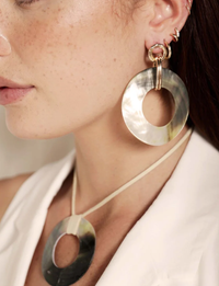 Iridescent Shell Earrings, Gold