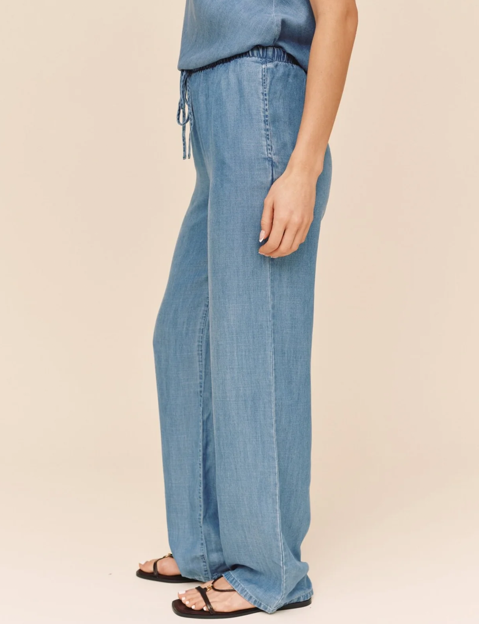 Wide Leg Drawstring Pant, Indigo Harbor