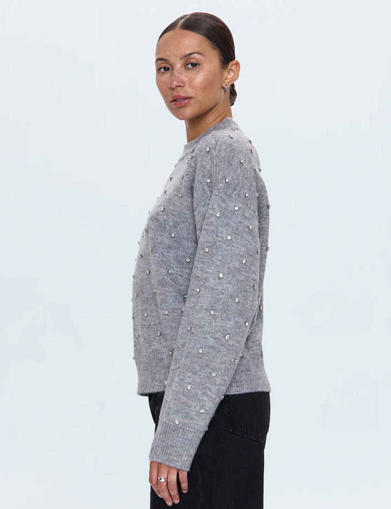 Aura Relaxed Sweater, Charcoal Diamonte