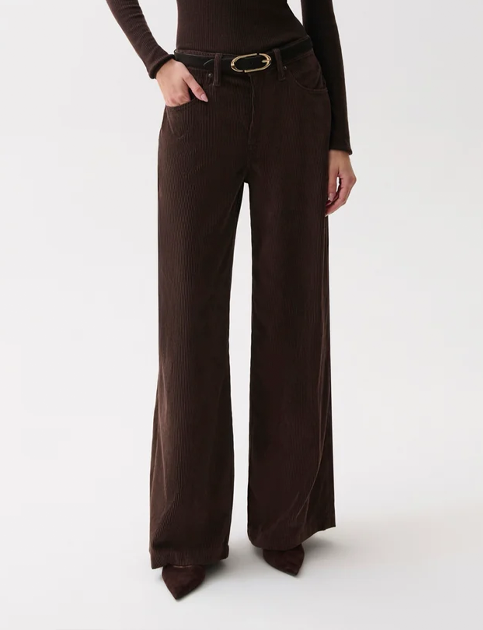 Jadyn Low Slung Corduroy Palazzo, Mocha