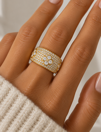 Elle Clover Pave Ring, Gold