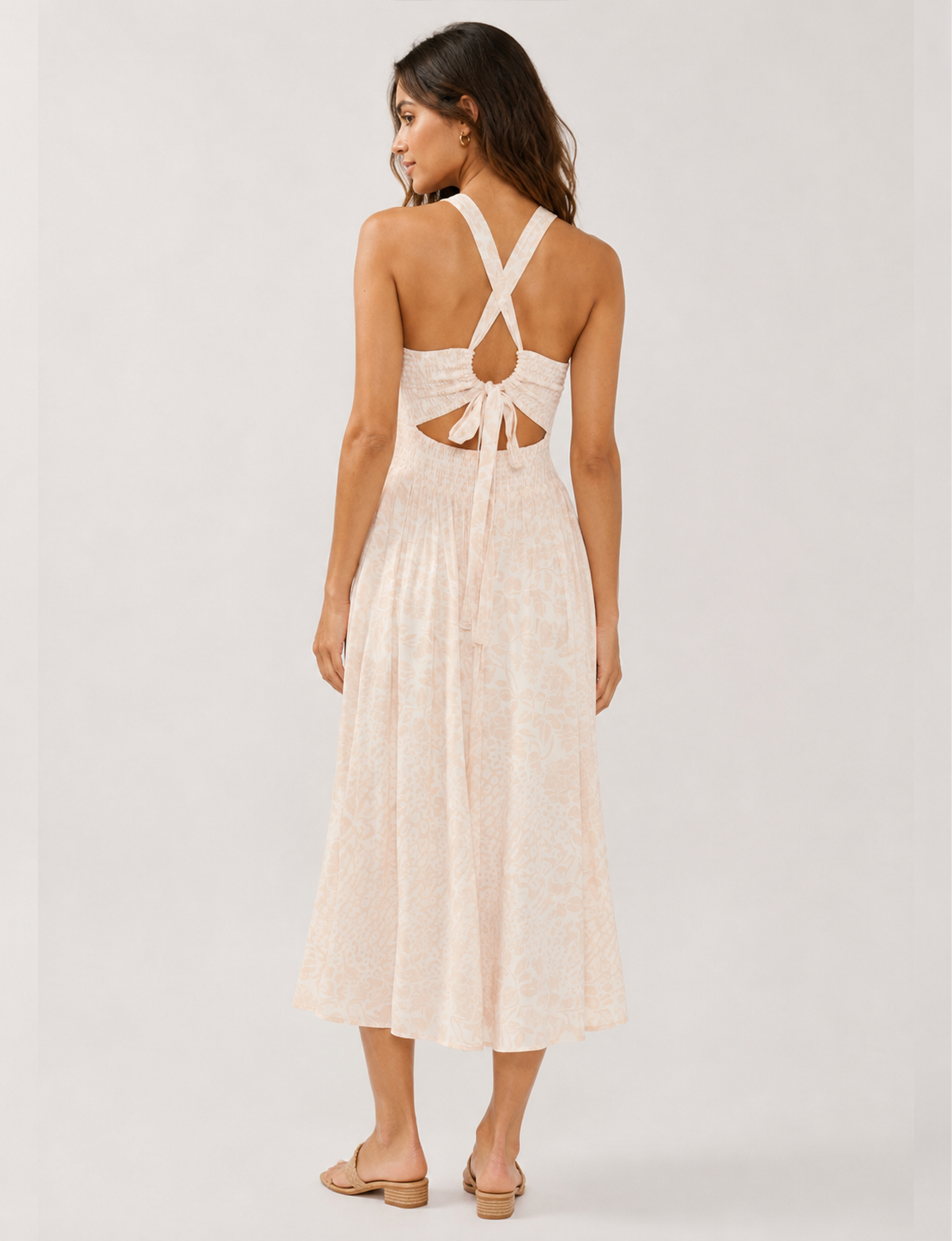 Bodice Midi Dress, Shell/Cream