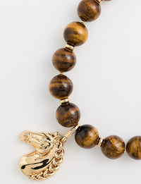 Stallion Beaded Necklace, Tiger Eye