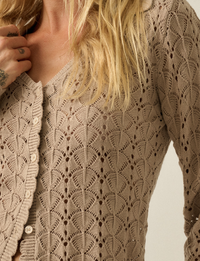 Pointelle Cardigan, Sand