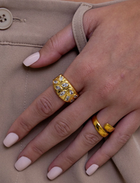 Georgie Bezel Statement Ring, Gold