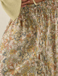 Floral Chiffon Maxi Skirt, Cream