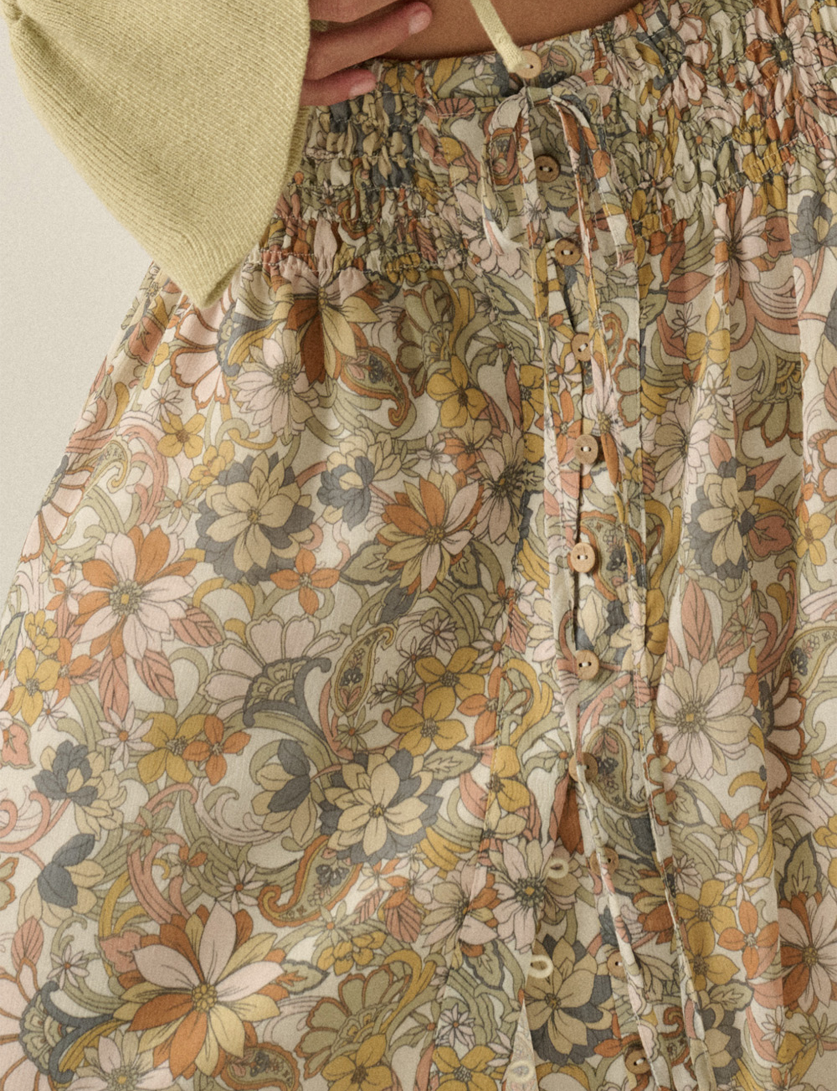 Floral Chiffon Maxi Skirt, Cream