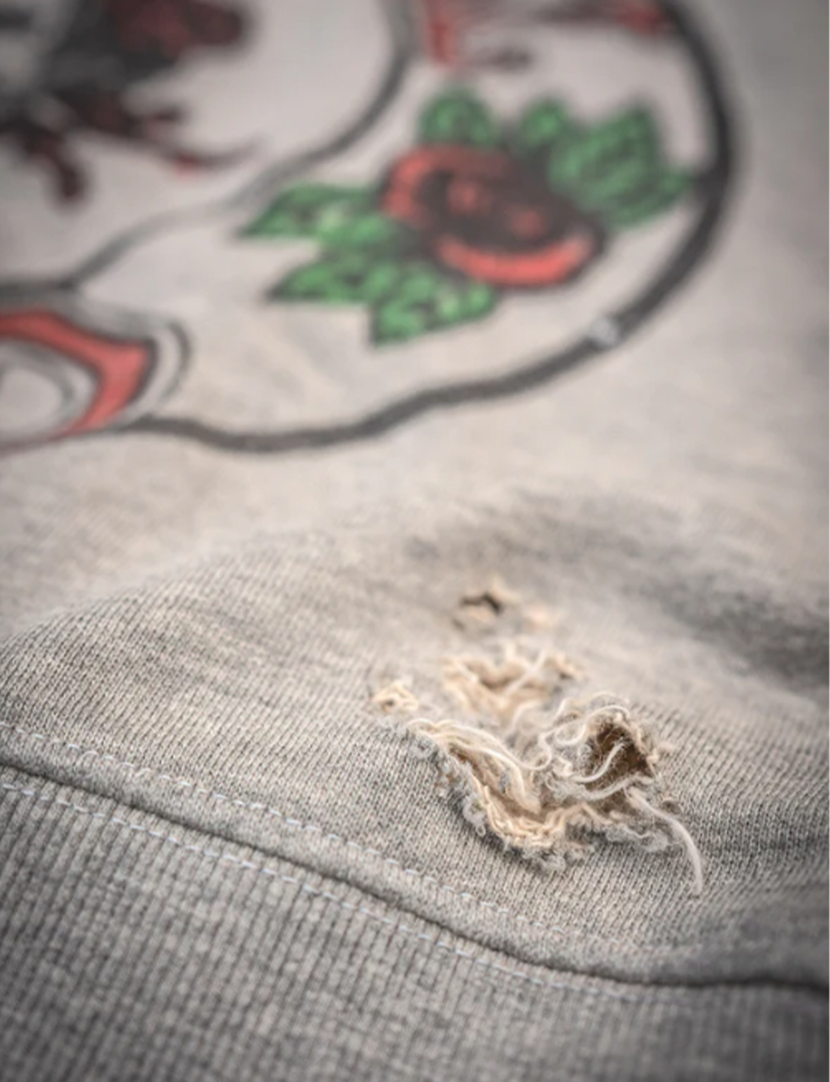 Grateful Dead Distressed Shrunken Crew Fleece, Heather Grey