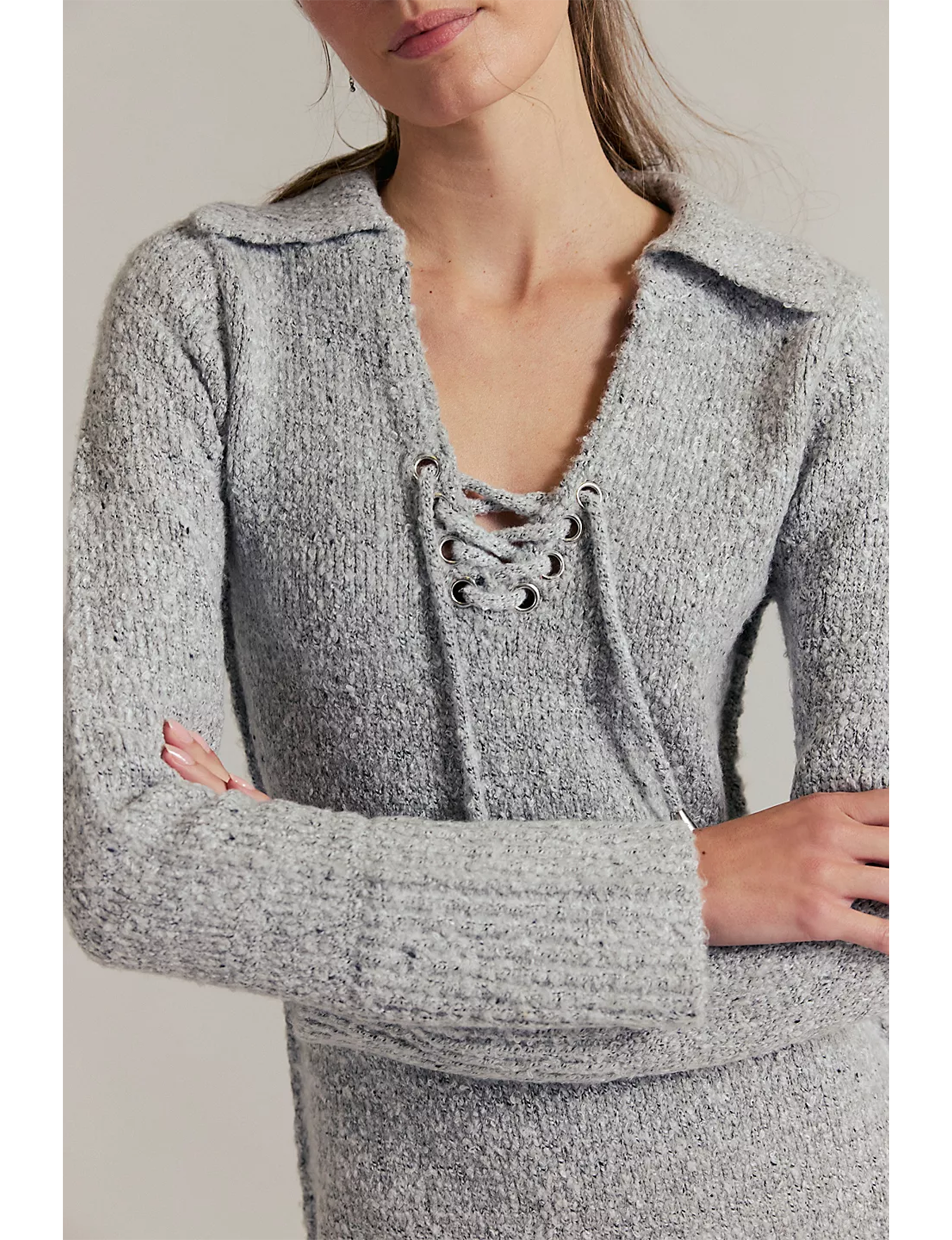Milena Mini Sweater Dress, Grey Heather/Combo