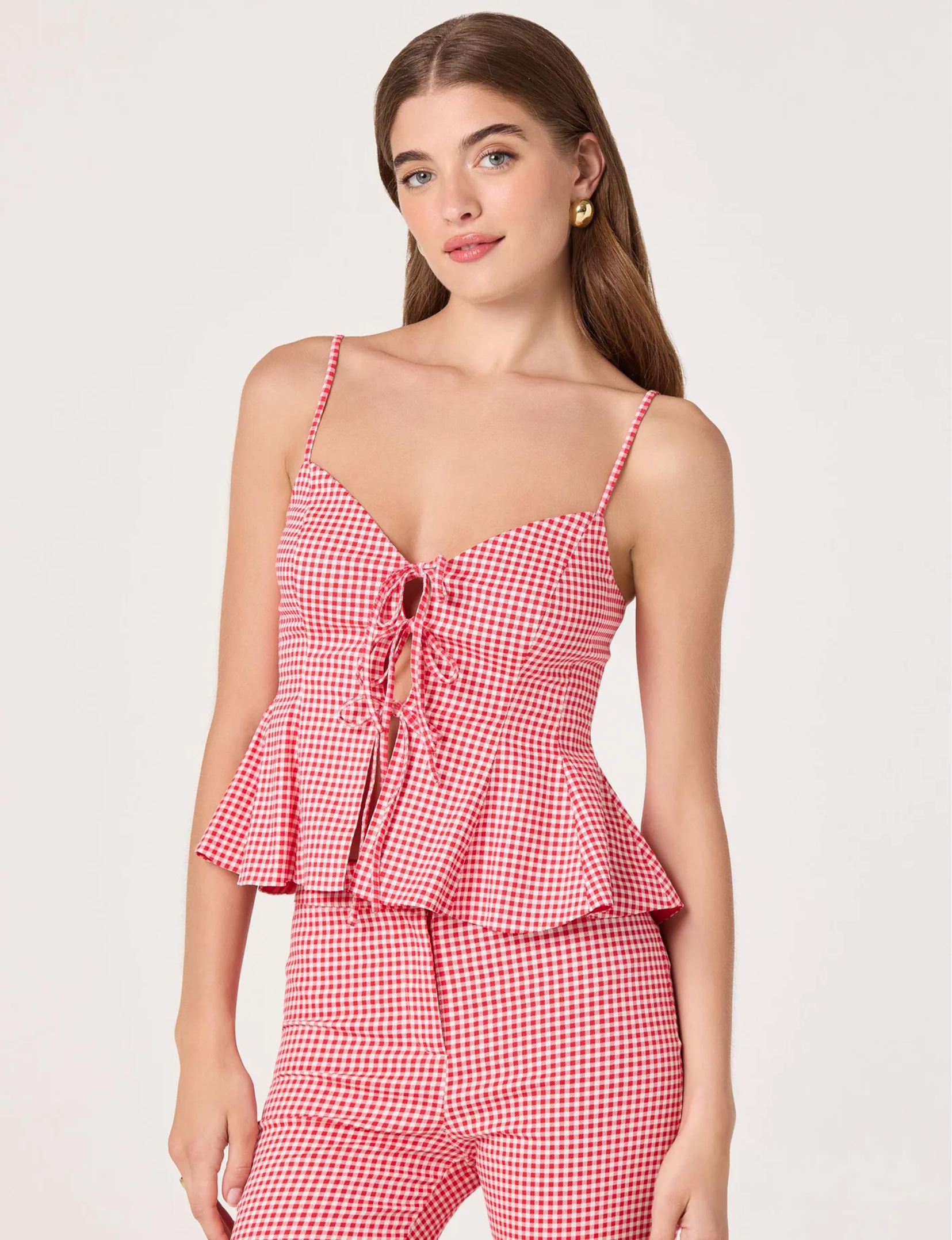 Alma Top, Red Gingham