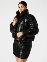 Stratton Sequin Puffer Jacket, Black