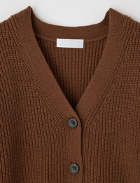 V Neck Cardigan, Brown