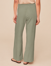 Smocked Pocket Wide Leg Pant, Soft Army