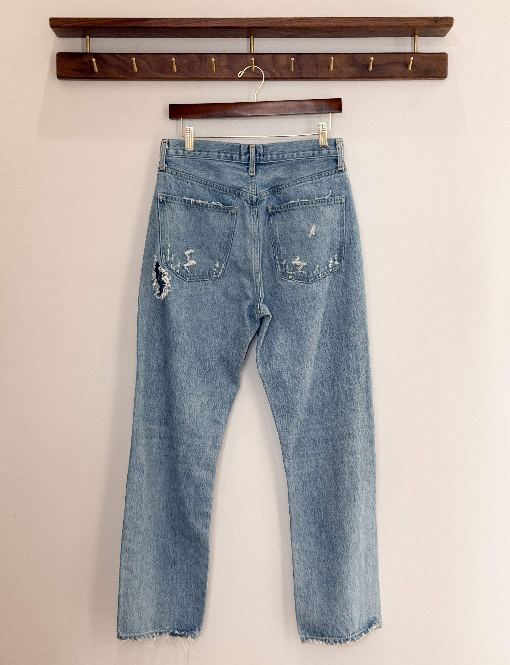AGoldE '90s Mid Rise Distressed Jean, Fall Out