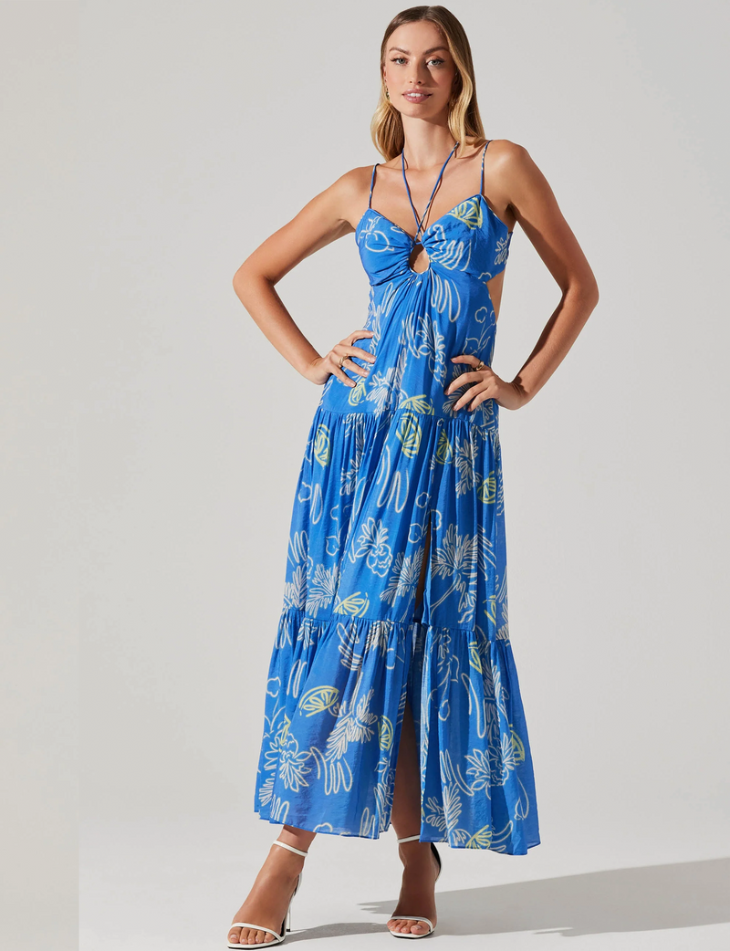 Cassini Tiered Maxi Dress, Blue Lemon