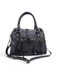 Large Leather Satchel, Black