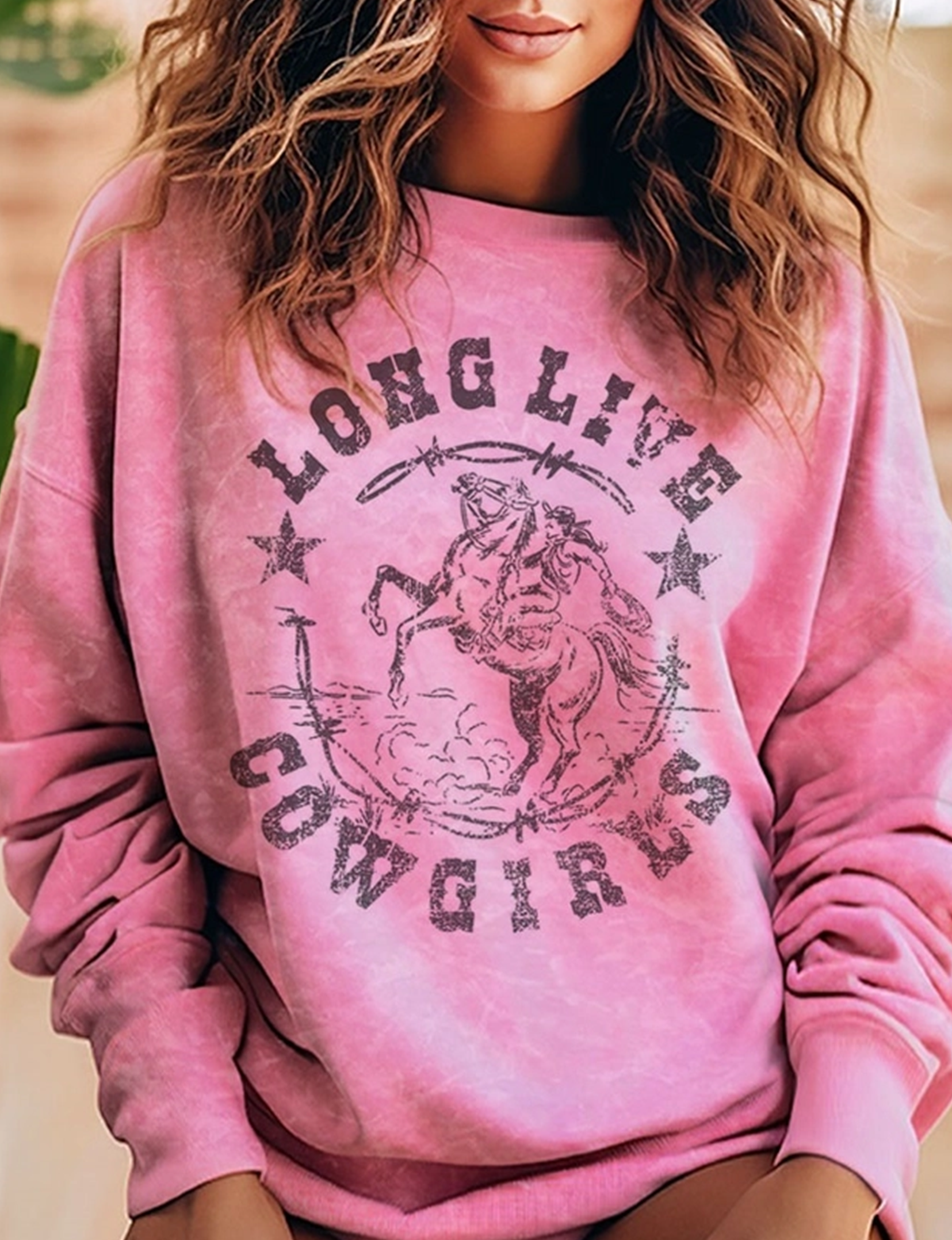 Long Live Cowgirls Sweatshirt, Hot Pink