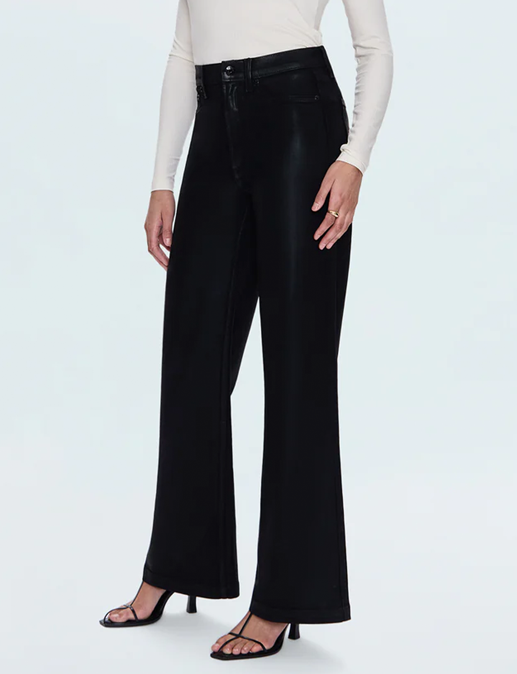 Lana High Rise Ultra Wide Leg, Coated Noir