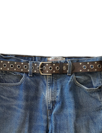 Vintage Leather Studded Belt, Black