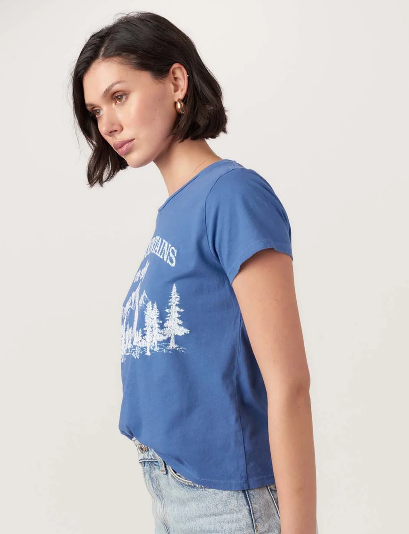 The Mountains Are Calling Flocked Tee, Blue Yonder