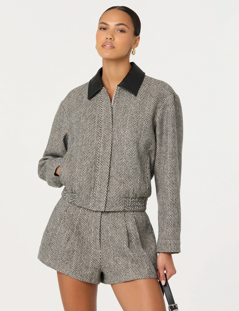 Nelly Jacket, Grey Herringbone