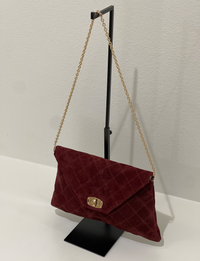 Amber Clutch, Burgundy Suede