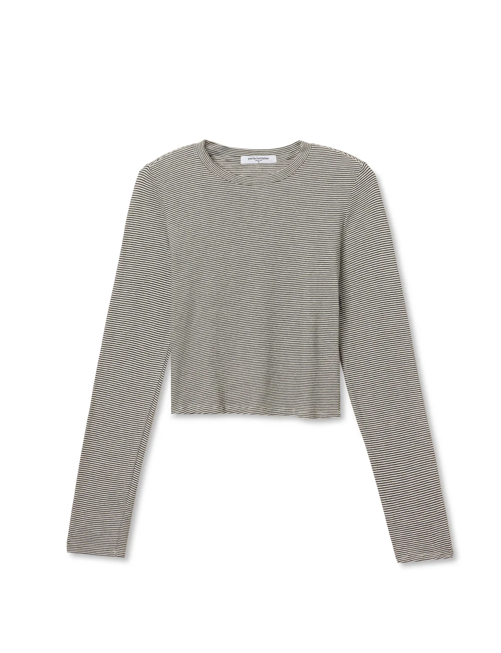 Jamie Crewneck, Ivory/Black Stripe