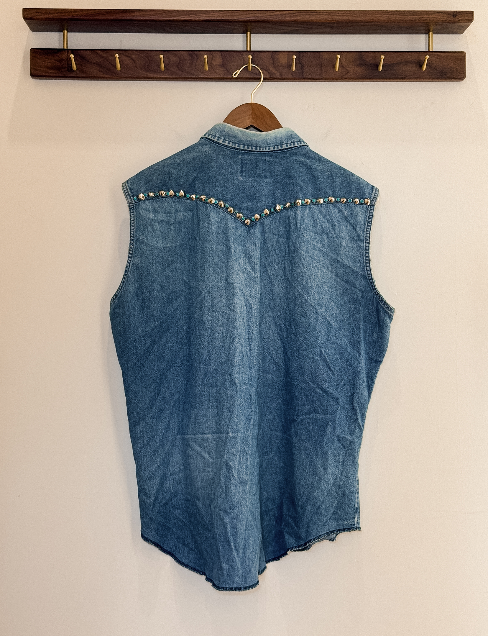 Wrangler Studded Lightweight Vest, Denim