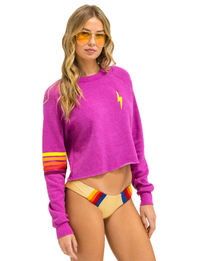 Stitch Bolt Rugby Crew Sweatshirt, Magenta/Orange Yellow