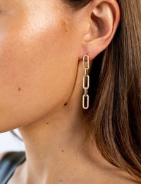 Morgan CZ Link Earrings, Gold