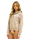 5 Stripe Relaxed Zip Hoodie, Sand/White Grey