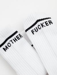 "Mother F*cker" Socks, White/Black
