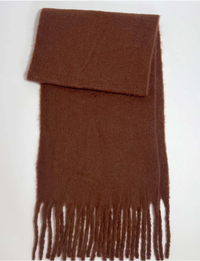 Tassel Knit Scarf, Brown