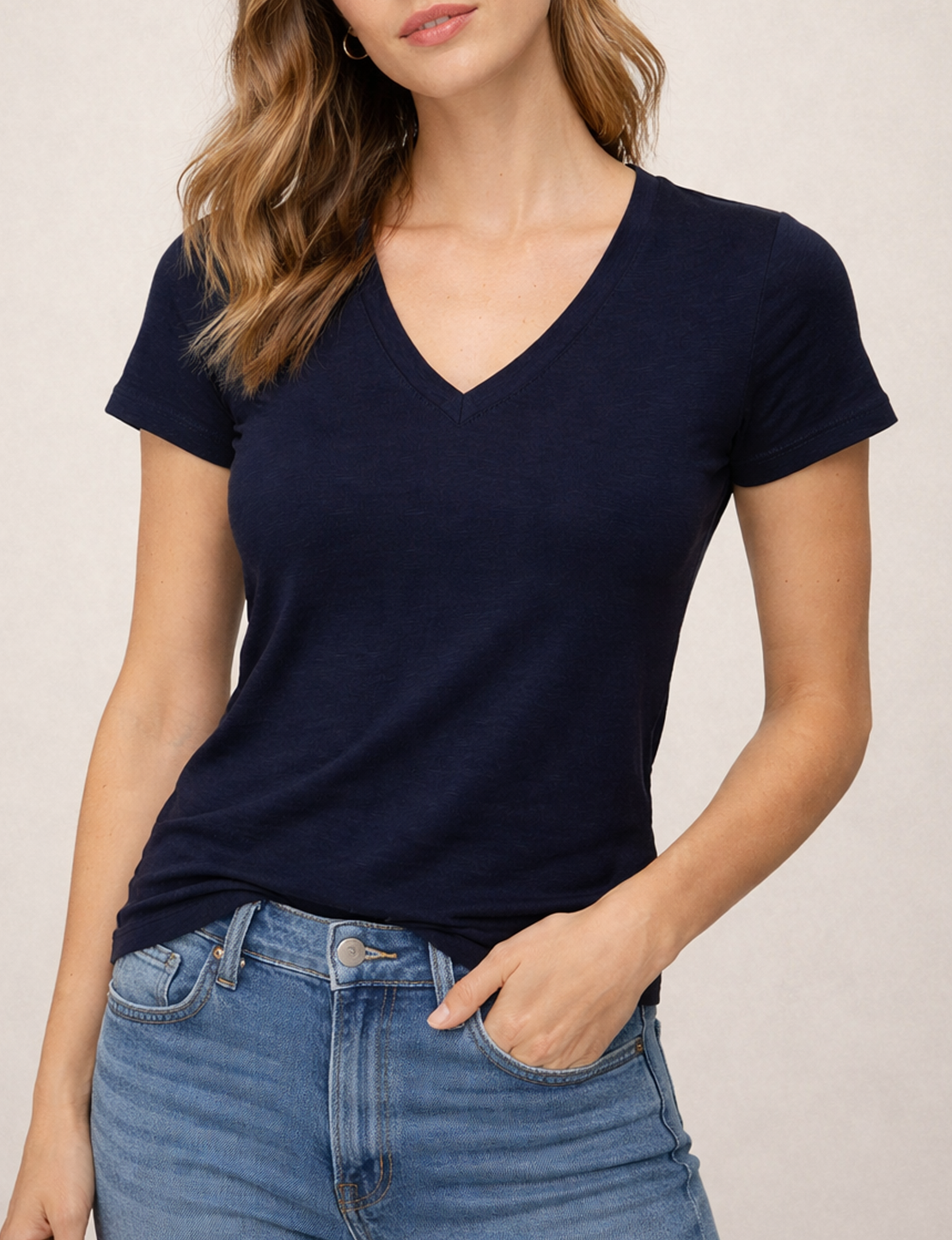 Bobi Fitted V Neck Tee, Galaxy