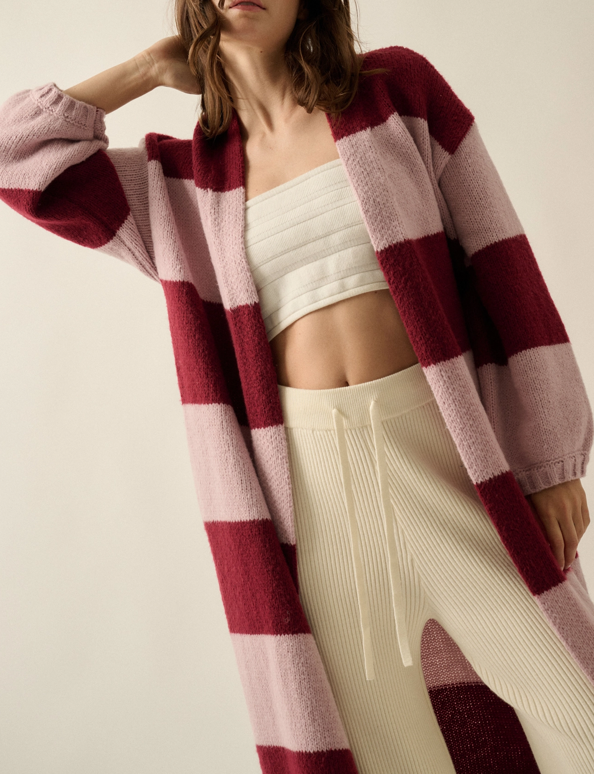 Colorblock Duster, Burgundy/Aubergine