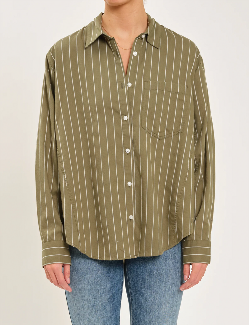 The Boyfriend Shirt, Grass/Ivory Stripe