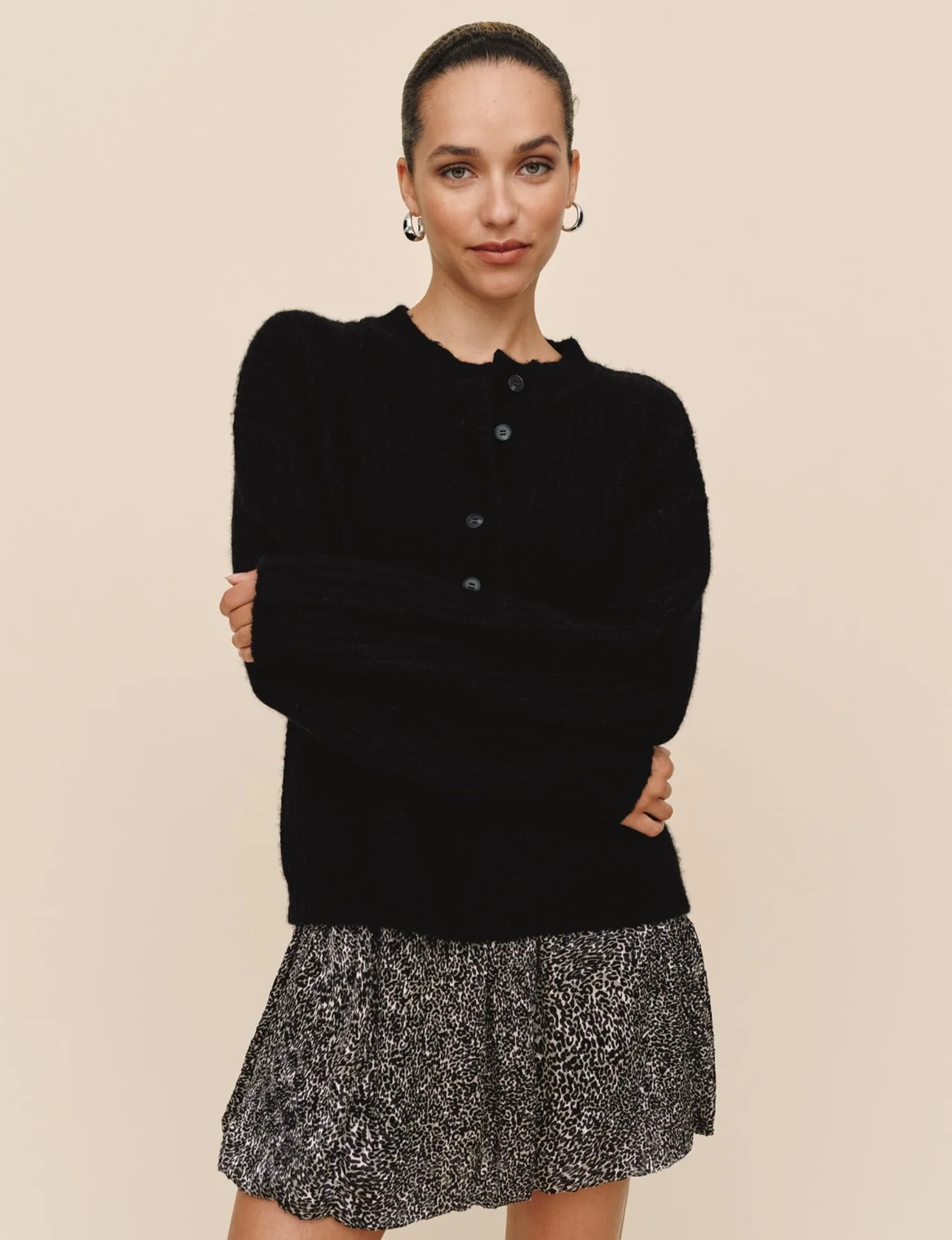 Placket Sweater, Black
