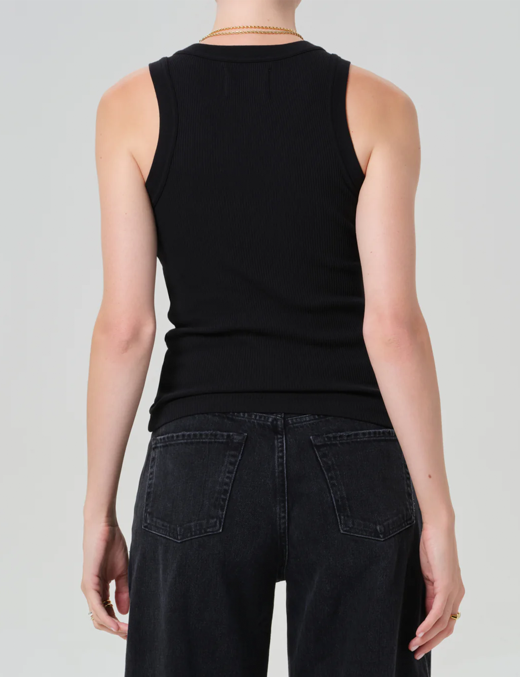 Isabel Rib Tank, Black