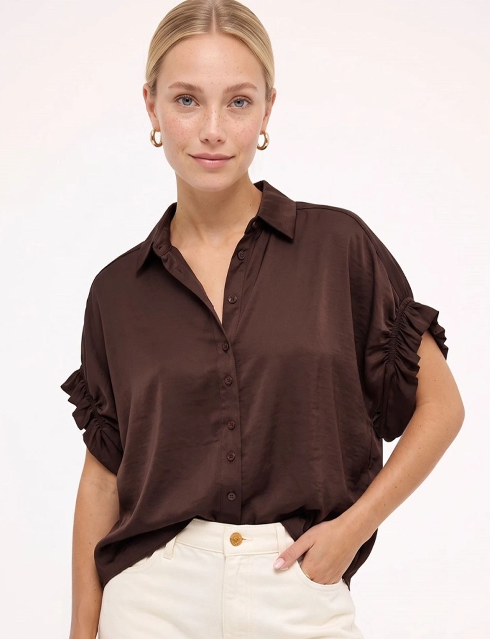 Riley Blouse, Chocolate