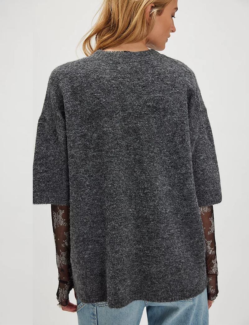 Margot Sweater Tee, Charcoal Heather