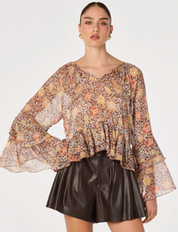 Margaery Top, Brown/Floral