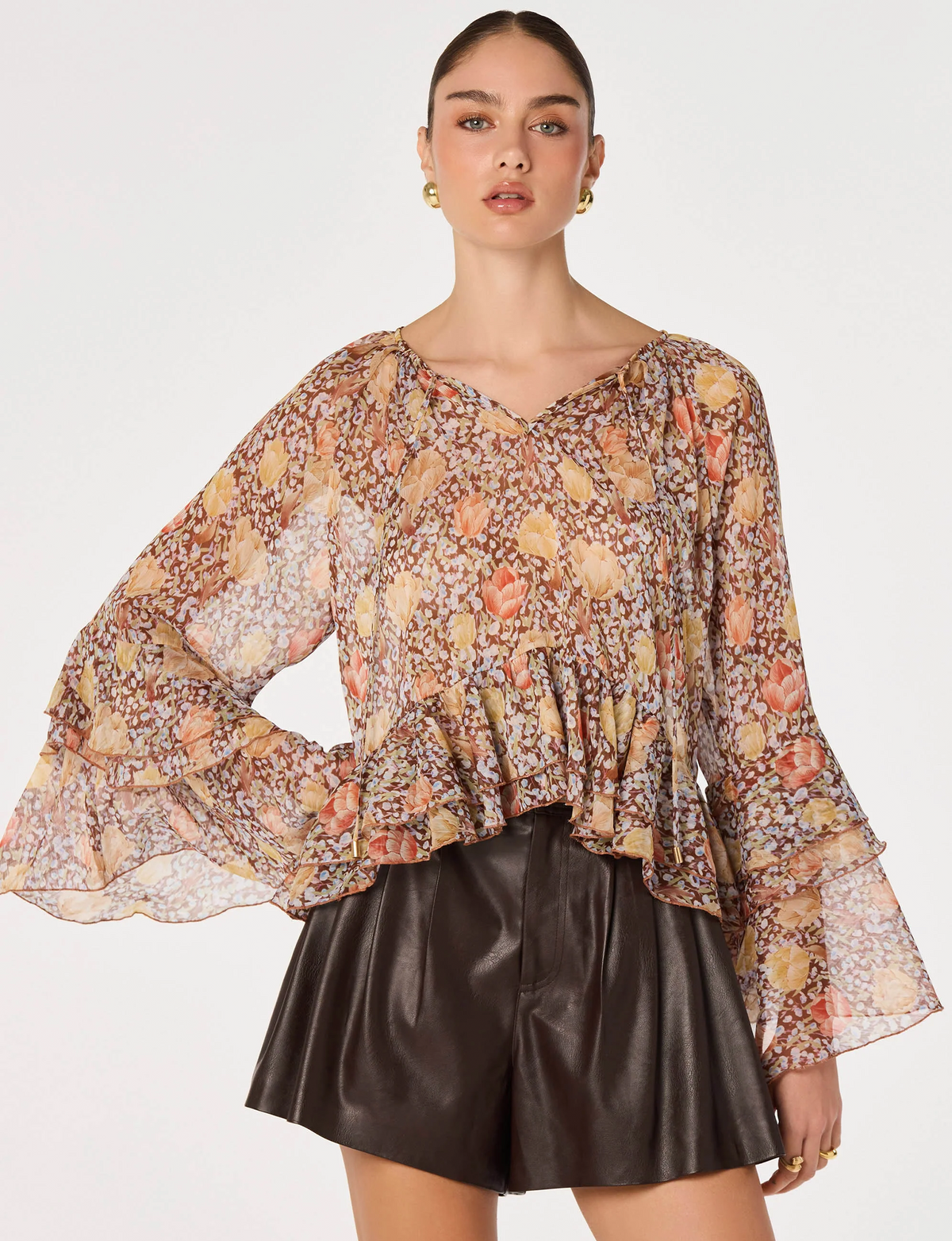 Margaery Top, Brown/Floral