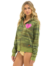 Heart 2 Hoodie, Camo/Neon Pink