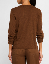 Slub Jersey Long Sleeve Crop Tee, Pecan Brown