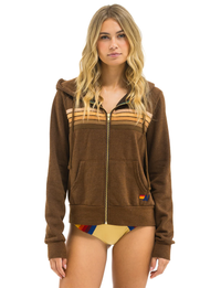 5 Stripe Zip Hoodie, Chocolate/Espresso