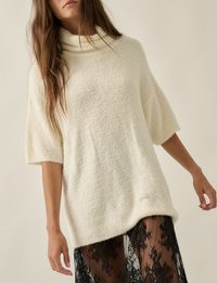 Boucle Cowl Sweater, Cream